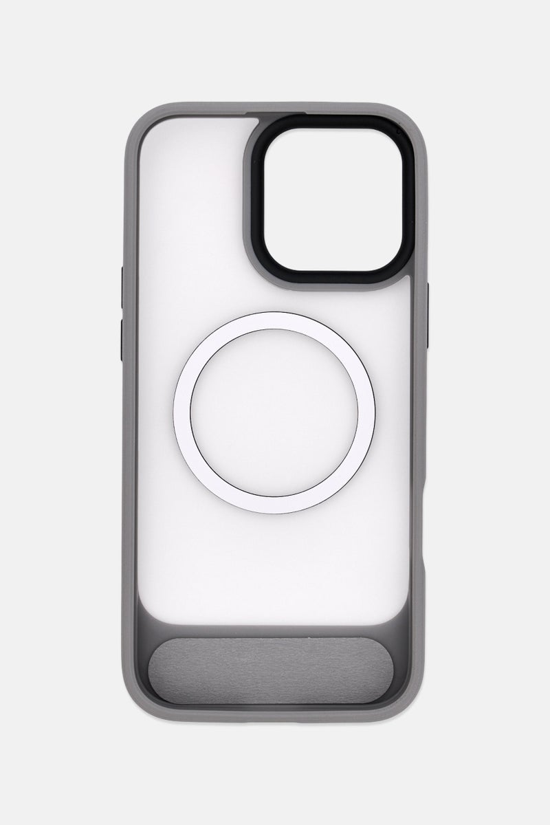 LEVELO iPhone 16 Pro Max Matteo Case With Bottom Stand Grip, Grey - Image 3