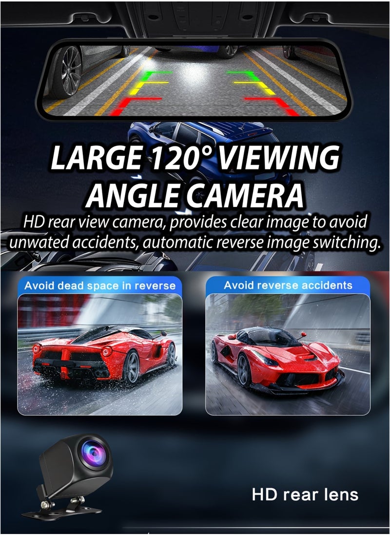 DBLEW - 1080P HD Smart DVR Rearview Mirror Dash Cam with Front and Rear Dual Cameras, 170° Wide Angle Backup Cameras, Car Video Recorder Vehicle Blackbox with Night Vision, Motion Detection, Gravity-Sensor, Anti-Glare, 10" LCD Screen, Waterproof Rear Camera, Automatic Loop Recording, Reverse Parking Assistance Easy Installation, Supports up to 32GB TF Card - Image 1