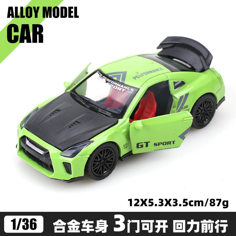 Bulk 1:36 Alloy Model Cars, Kids Pull Back Toy Vehicles, Boys Race Car Decor Gift[Bubble Bag] Japanese GTR track edition Green [Bubble Bag] Japanese GTR track edition Green 