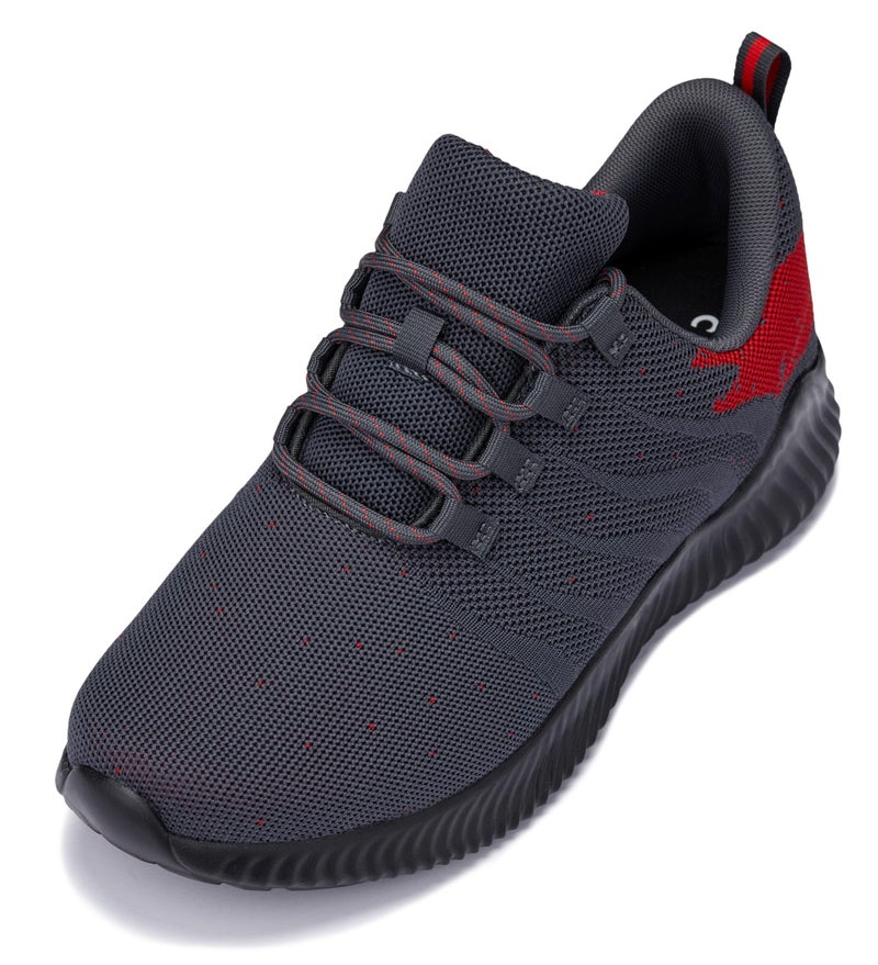 CALTO CALTO Mens Invisible Height Increasing Elevator Shoes GreyRed Ultra Lightweight Sporty Sneakers 28 Inches Taller Q218 Size 10 DM US