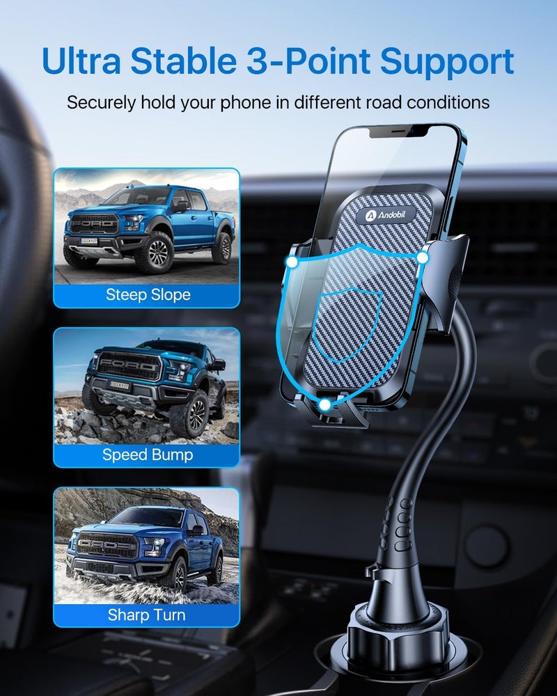 andobil [Newest Version] 15in Car Cup Holder Phone Mount - Image 2