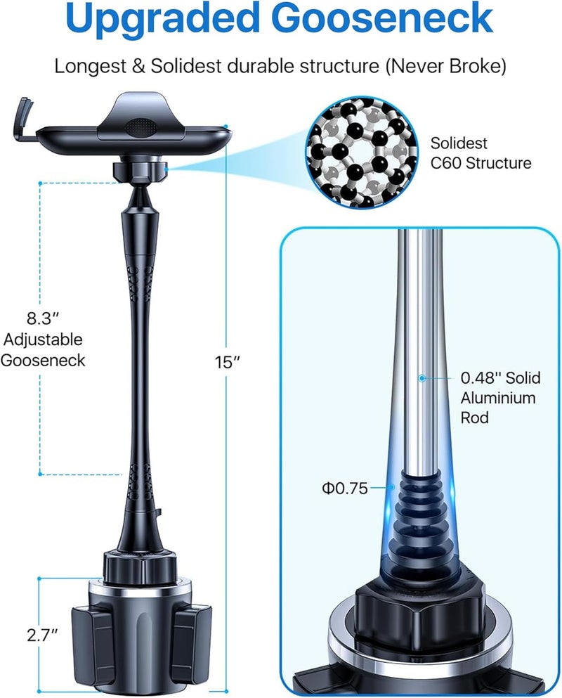 andobil [Newest Version] 15in Car Cup Holder Phone Mount - Image 3