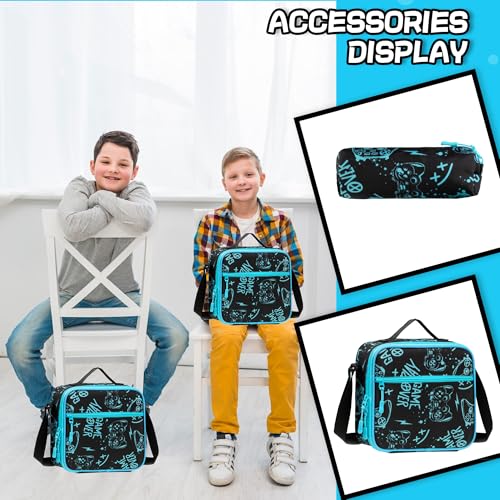 Meetbelify Boys Rolling Backpack with Wheels Kids Travel Luggage with Lunch Box Pencil Case for Elementary Students 18inch Carry on Suitcase for Boys Ages 8-10 - Image 5