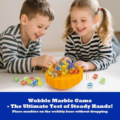 Ninigai Wobble Marble Game Balance Stacking Game for Kids 612 Families Fun Birthday Party Games with 60 Glass Marbles Dice Challenge Cards Indoor Tabletop Toy for 14 Players - Image 5