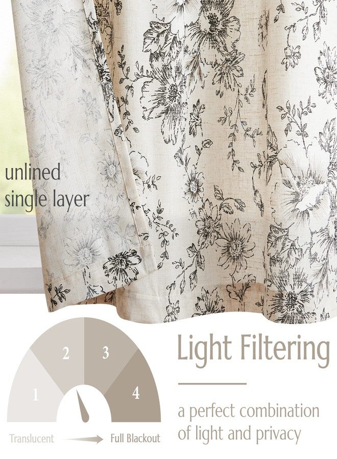 jinchan Floral Linen Valance for Windows Farmhouse Valance 54 Inch Peonies Short Window Treatment Adjustable for Kitchen Living Room Light Filtering 1 Panel, Black on Beige - Image 4