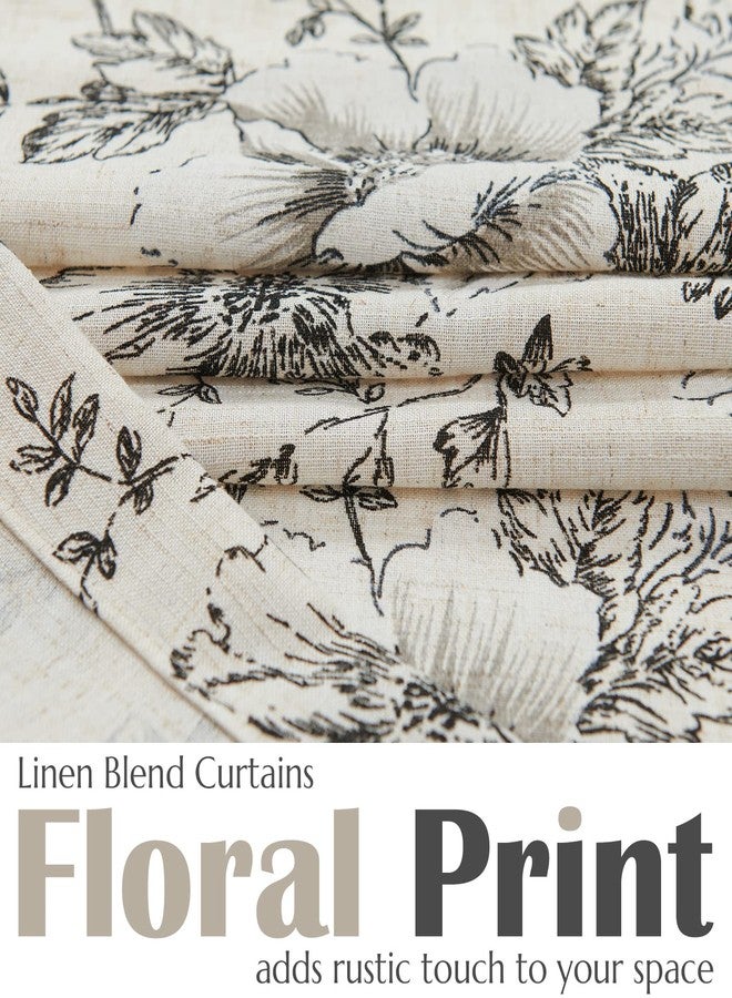 jinchan Floral Linen Valance for Windows Farmhouse Valance 54 Inch Peonies Short Window Treatment Adjustable for Kitchen Living Room Light Filtering 1 Panel, Black on Beige - Image 3