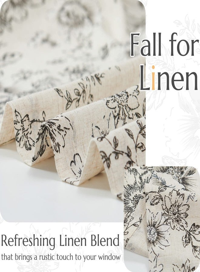 jinchan Floral Linen Valance for Windows Farmhouse Valance 54 Inch Peonies Short Window Treatment Adjustable for Kitchen Living Room Light Filtering 1 Panel, Black on Beige - Image 5