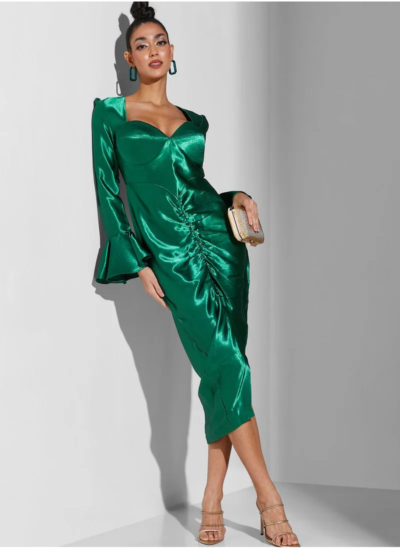 Jewel Jemila Sweetheart Neck Ruched Front Split Dress