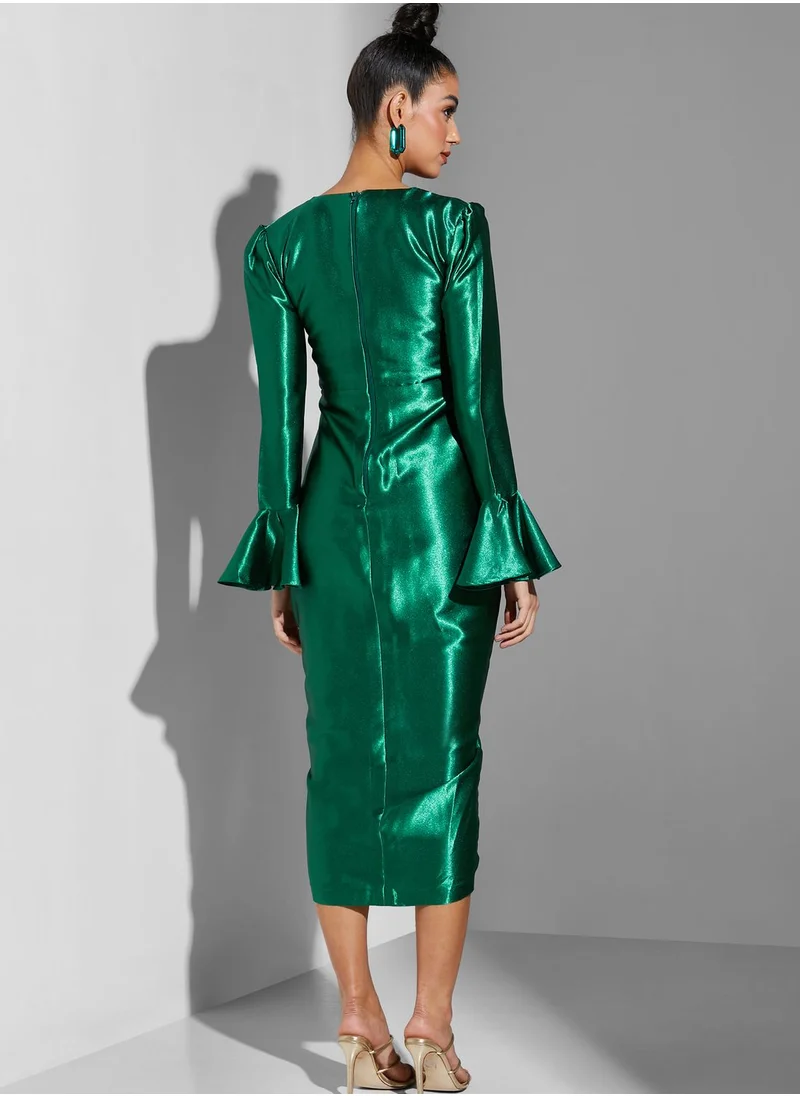 Jewel Jemila Sweetheart Neck Ruched Front Split Dress