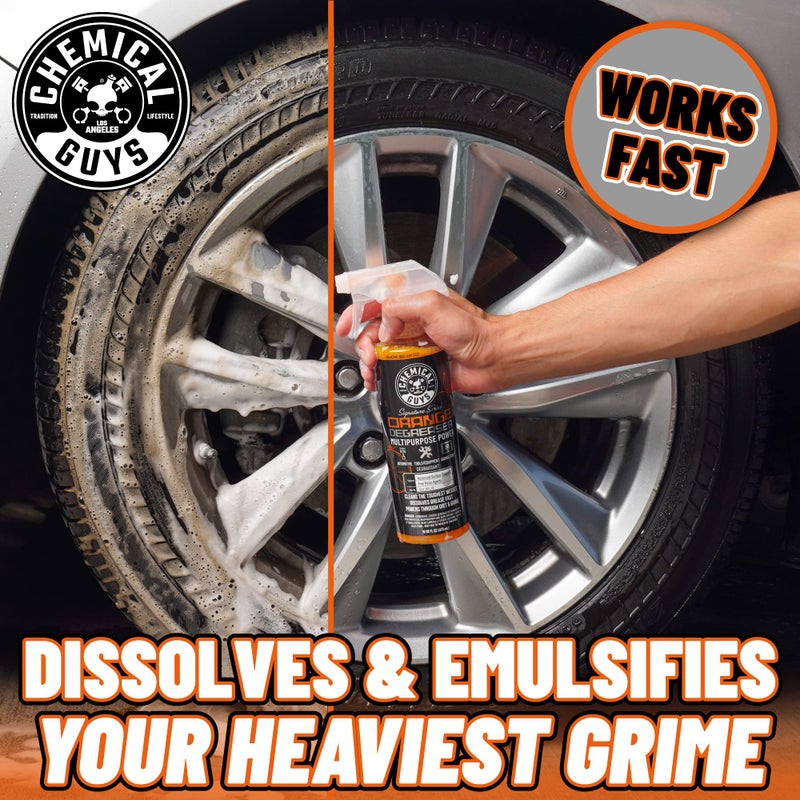Chemical Guys Signature Series Orange Degreaser Spray - Heavy Duty All Purpose Cleaner for Engines, Tires, Undercarriages, Tools and More, Professional Strength, Breaks Down Grease, Oil & Grime, 16 oz - Image 2