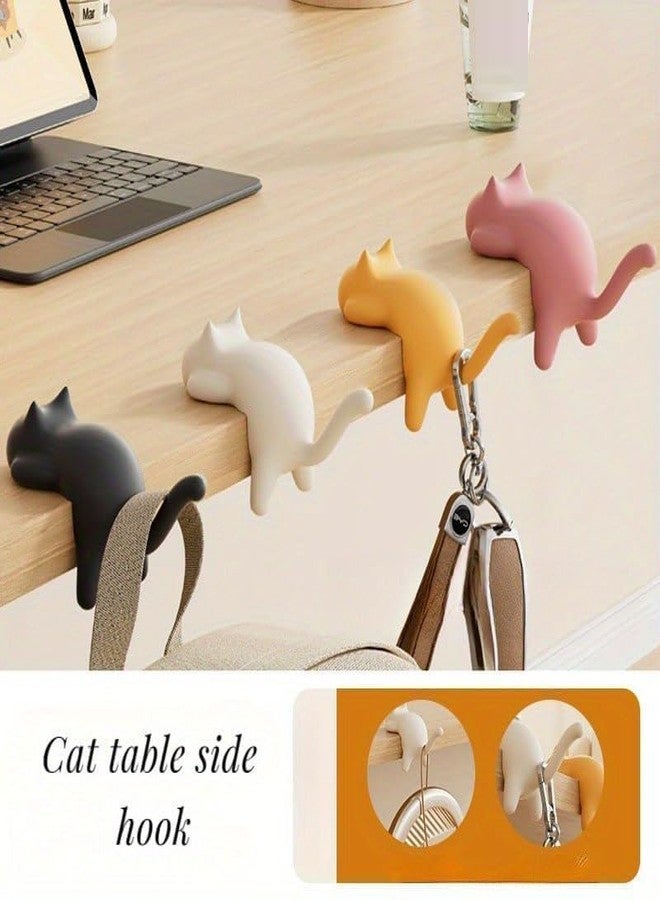 Kyraton Cute Cat Table Side Hook for Desk, Self Adhesive Edge Hanger for Bags, Headphones & Cables, Heavy Duty Space Saving Organizer for Office & Home Multicolor (Pack of 3) - Image 5