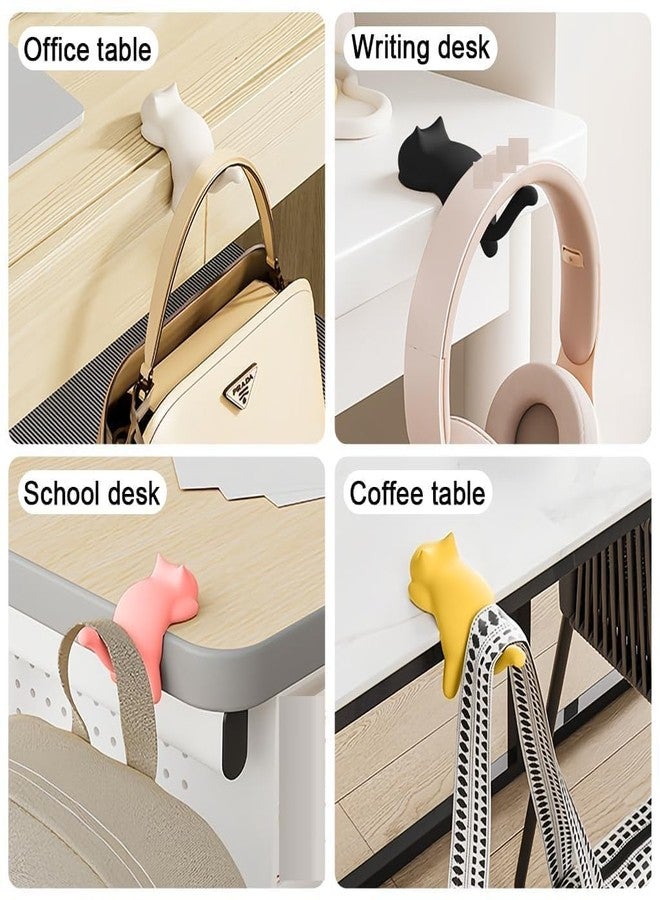 Kyraton Cute Cat Table Side Hook for Desk, Self Adhesive Edge Hanger for Bags, Headphones & Cables, Heavy Duty Space Saving Organizer for Office & Home Multicolor (Pack of 3) - Image 2
