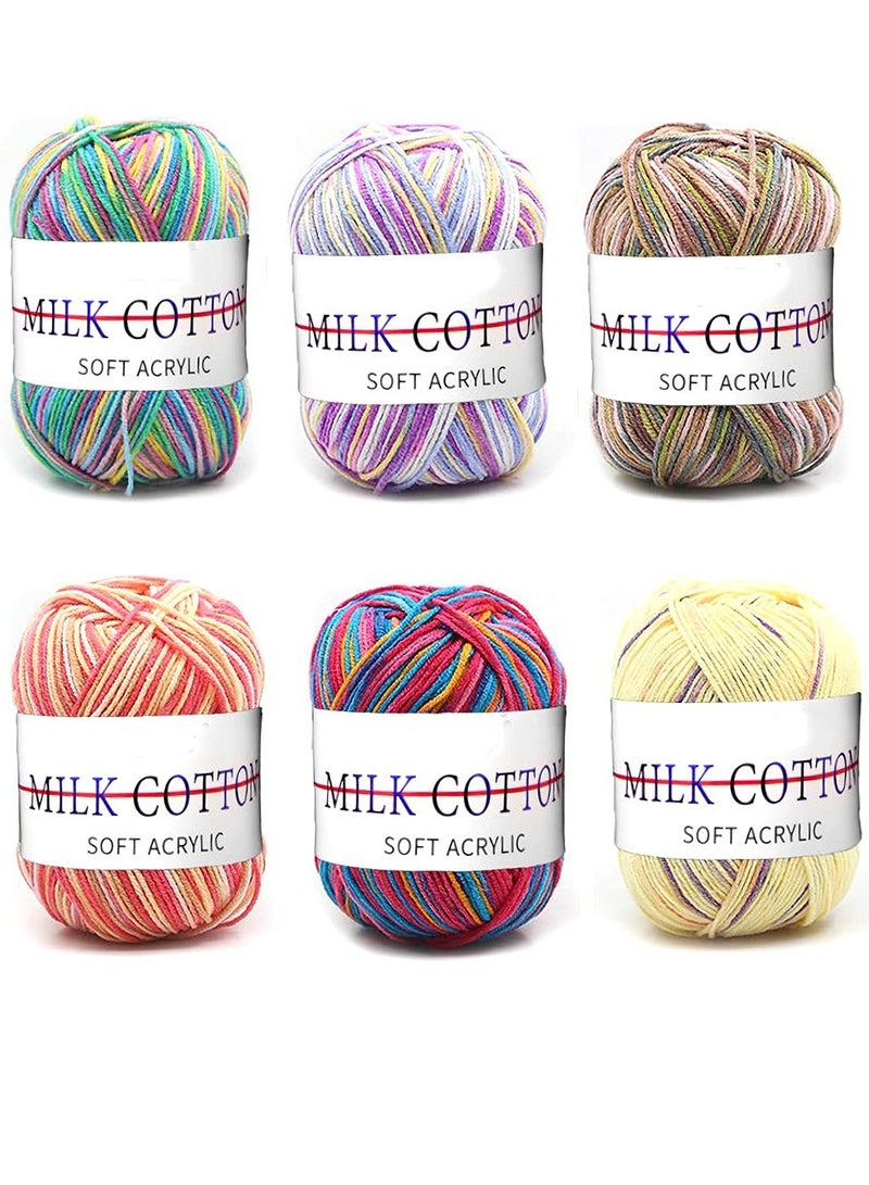 Excefore Crochet Yarn Multicolored, 6Pcs Acrylic Soft Yarn Hand Acrylic Knitting Yarn for Knitting Crochet and Crafts, Great for Garments, Sweaters, Scarves, Hats, and Craft Projects - Image 1