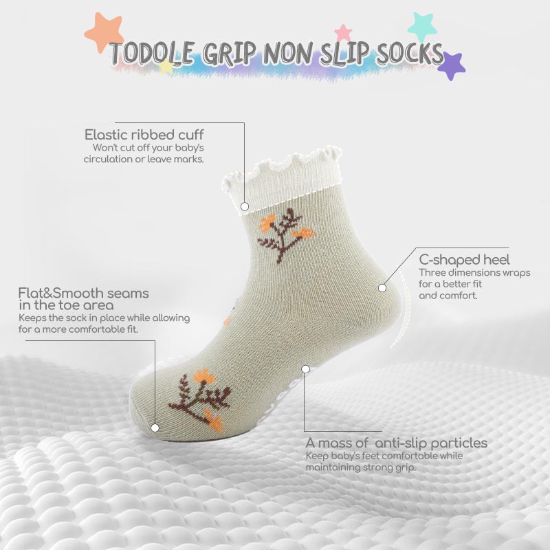 Aroveea Baby Toddle Socks Grip Non Slip Kids Boys Girls Cotton 12 Pack Ankle Cute Newborn Socks 1-3T - Image 3