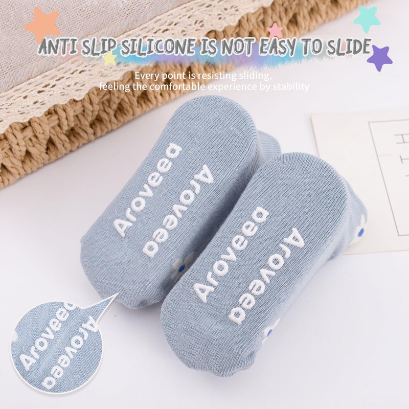 Aroveea Baby Toddle Socks Grip Non Slip Kids Boys Girls Cotton 12 Pack Ankle Cute Newborn Socks 1-3T - Image 4
