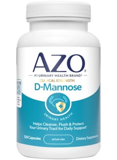 AZO D-Mannose Urinary Tract Health, Cleanse, Flush & Protect The Urinary Tract, Clinical Strength, Non-GMO, 120 Count