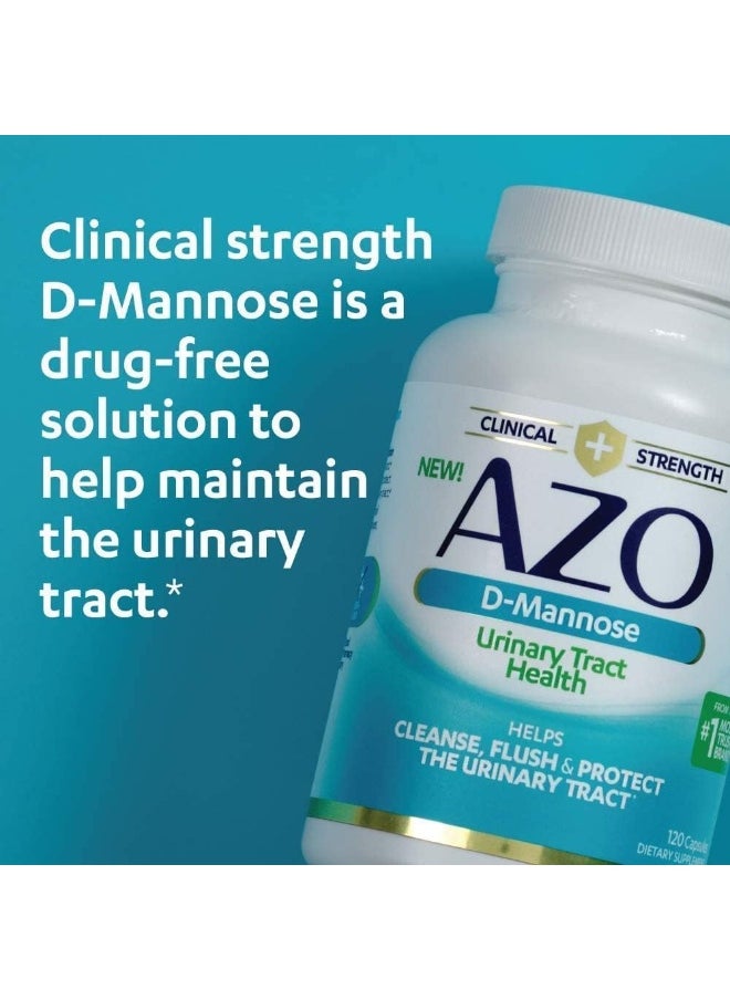 AZO - AZO D-Mannose Urinary Tract Health, Cleanse, Flush & Protect The Urinary Tract, Clinical Strength, Non-GMO, 120 Count - Image 1