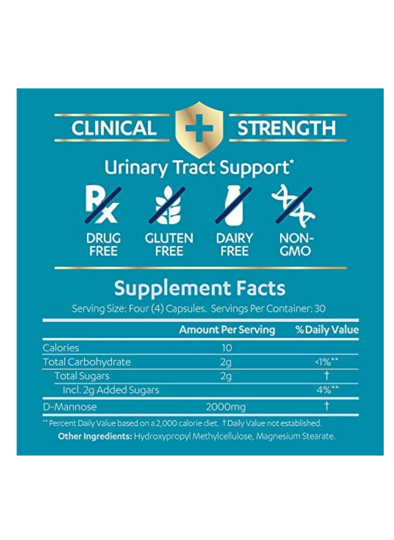 AZO D-Mannose Urinary Tract Health 120 Capsules  - Image 2