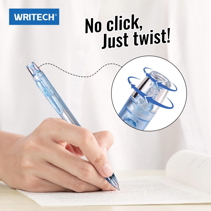WRITECH Twist Gel Ink Pens: Multicolor Medium Point 0.7mm 6ct Low Center of Gravity Rotatable Pen No Smear Silent Click Space Up Gel Galaxy - Image 3