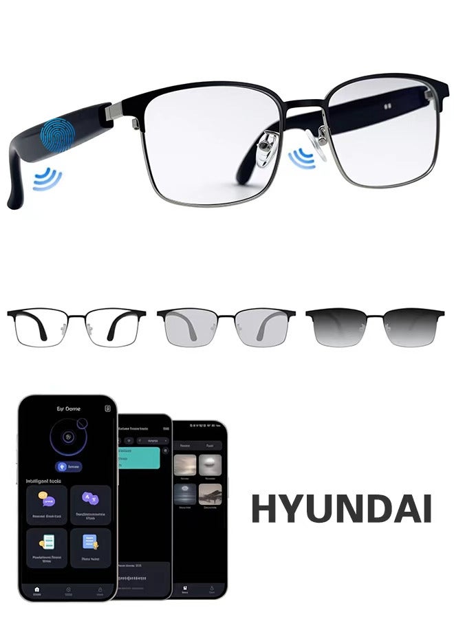 HYUNDAI Color-Change Lens Smart Glasses, One for Multipurposes Bluetooth Speaker with AI - Casual, Office, Outdoor Sports UV Protection, UV400 Polarized Sunglasses, Real-Time Translation in 128 Languages, Music, Phone Calls & AI Chat - Image 1