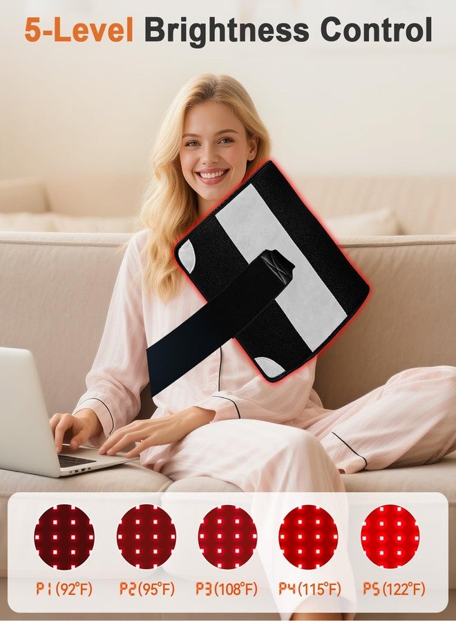 بساط العلاج بالضوء الأحمر للجسم من زيبتلي، مقاس كبير 24 × 12 بوصة، مزود بمؤقت، وسادة ضوء أحمر 660 نانومتر و850 نانومتر بثلاثة أوضاع وخمسة مستويات سطوع، قابل للارتداء، هدية مثالية للنساء والرجال (24 × 12 بوصة). - Image 5