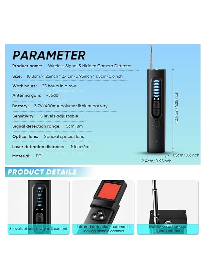 Hidden Camera Detector - Anti-Spy Device, Bug Detector, GPS  locationTracker Finder, RF Wireless Signal Scanner, Hidden Camera & Listening Device Detector for Home, Office, and Travel  - Image 3