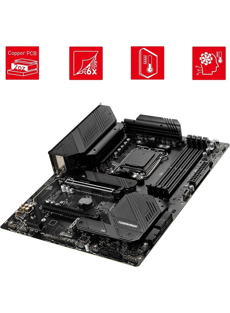 MSI MAG B650 TOMAHAWK WIFI AM5 ATX Motherboard, AMD B650 Chipset, 4x 2 Channel DDR5 Slots, 128GB Max Memory, Wi-Fi 6E, 2.5Gbps LAN, 2x PCI-E x16, 3x M.2 , 1x HDMI & DP, USB 3.2/2.0 Black  - Image 4