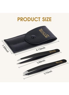 TsMADDTs TsMADDTs Slant and Point Tip Tweezers for Women and Men, 2-Pack Precision Tweezers for Eyebrows, Facial Hair, Ingrown Hair Removal, Professional Stainless Steel Tweezer Set with Travel Case  - Image 2
