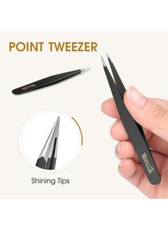 TsMADDTs TsMADDTs Slant and Point Tip Tweezers for Women and Men, 2-Pack Precision Tweezers for Eyebrows, Facial Hair, Ingrown Hair Removal, Professional Stainless Steel Tweezer Set with Travel Case  - Image 4