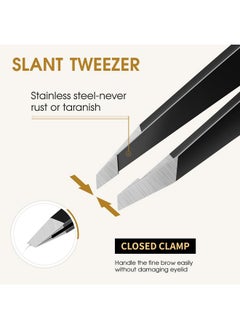 TsMADDTs TsMADDTs Slant and Point Tip Tweezers for Women and Men, 2-Pack Precision Tweezers for Eyebrows, Facial Hair, Ingrown Hair Removal, Professional Stainless Steel Tweezer Set with Travel Case  - Image 3