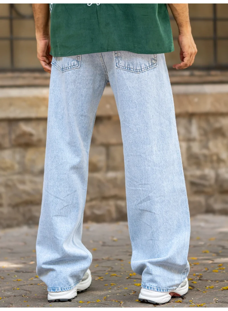 مانياك جينز رجالي مانياك بقصة واسعة بلون سماوي متدرج
