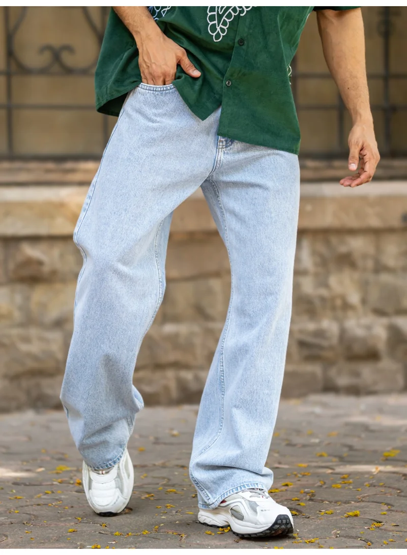 مانياك جينز رجالي مانياك بقصة واسعة بلون سماوي متدرج