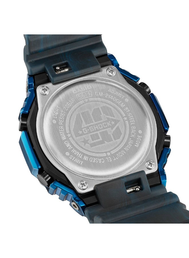 Casio G-Shock GM-2140GEM-2ADR Men’s Analog-Digital Watch (40th Anniversary Adventurer’s Stone), Blue Ion-Plated Octagonal Metal Bezel, 200m Water Resistant, Blue/Black Resin Strap - Image 5