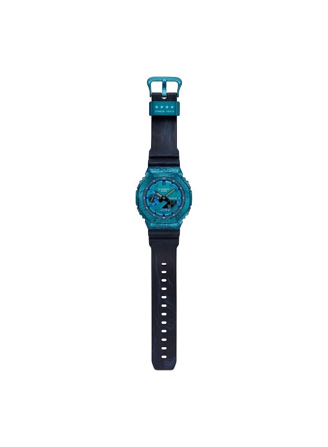 Casio G-Shock GM-2140GEM-2ADR Men’s Analog-Digital Watch (40th Anniversary Adventurer’s Stone), Blue Ion-Plated Octagonal Metal Bezel, 200m Water Resistant, Blue/Black Resin Strap - Image 2