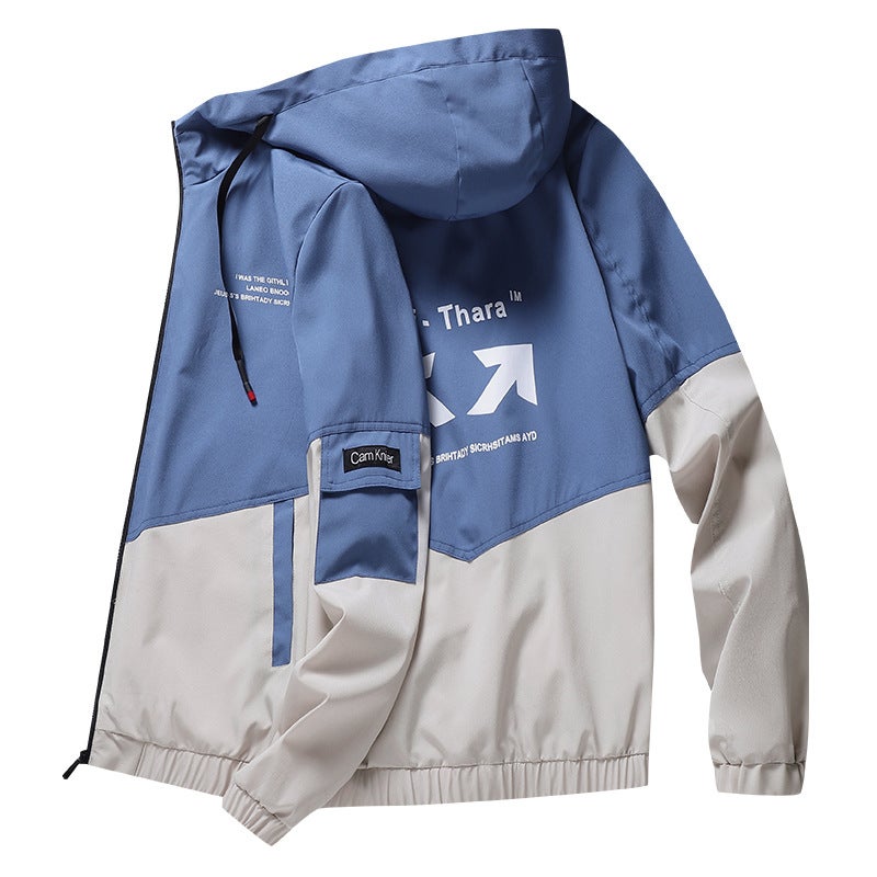 2021 spring and autumn fashion hooded jacket mens foreign trade cross-border mens coat new mens coat trend 601 (sky blue and gray) 