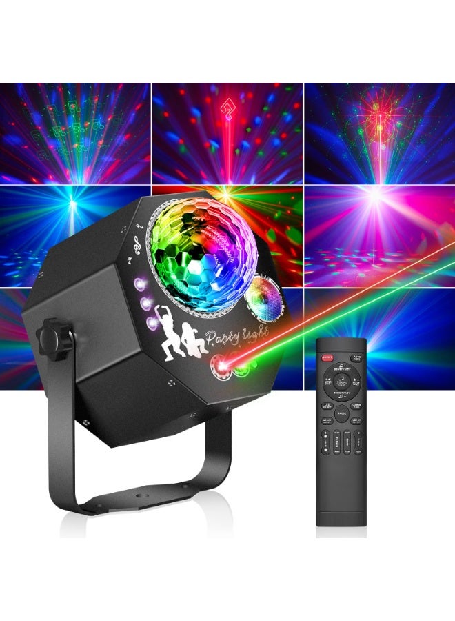 لانثور ضوء حفلة ديسكو 4 في 1 مع كرة ديسكو، تأثيرات إضاءة تتحكم فيها الموسيقى، مصدر ضوء LED متوازي، وتأثيرات ضوئية وامضة - مثالي للحفلات المنزلية، فعاليات النوادي، عيد الهالوين، وأكثر - Image 1
