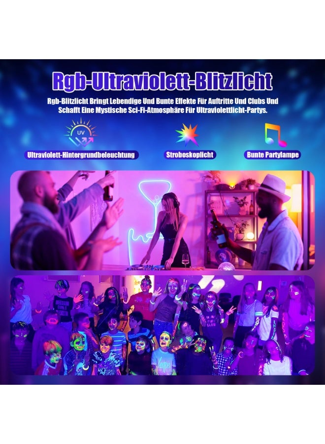 لانثور ضوء حفلة ديسكو 4 في 1 مع كرة ديسكو، تأثيرات إضاءة تتحكم فيها الموسيقى، مصدر ضوء LED متوازي، وتأثيرات ضوئية وامضة - مثالي للحفلات المنزلية، فعاليات النوادي، عيد الهالوين، وأكثر - Image 4