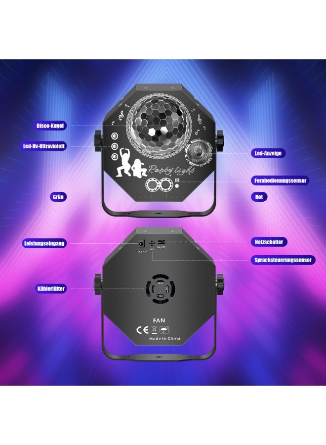 لانثور ضوء حفلة ديسكو 4 في 1 مع كرة ديسكو، تأثيرات إضاءة تتحكم فيها الموسيقى، مصدر ضوء LED متوازي، وتأثيرات ضوئية وامضة - مثالي للحفلات المنزلية، فعاليات النوادي، عيد الهالوين، وأكثر - Image 5