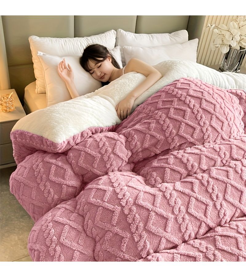 Pink Ta Fu Rong Fat Quilt Blanket Soft Thick Comfortable Machine Washable for Bedrooms Living Rooms Guest Hotel Use - Image 2