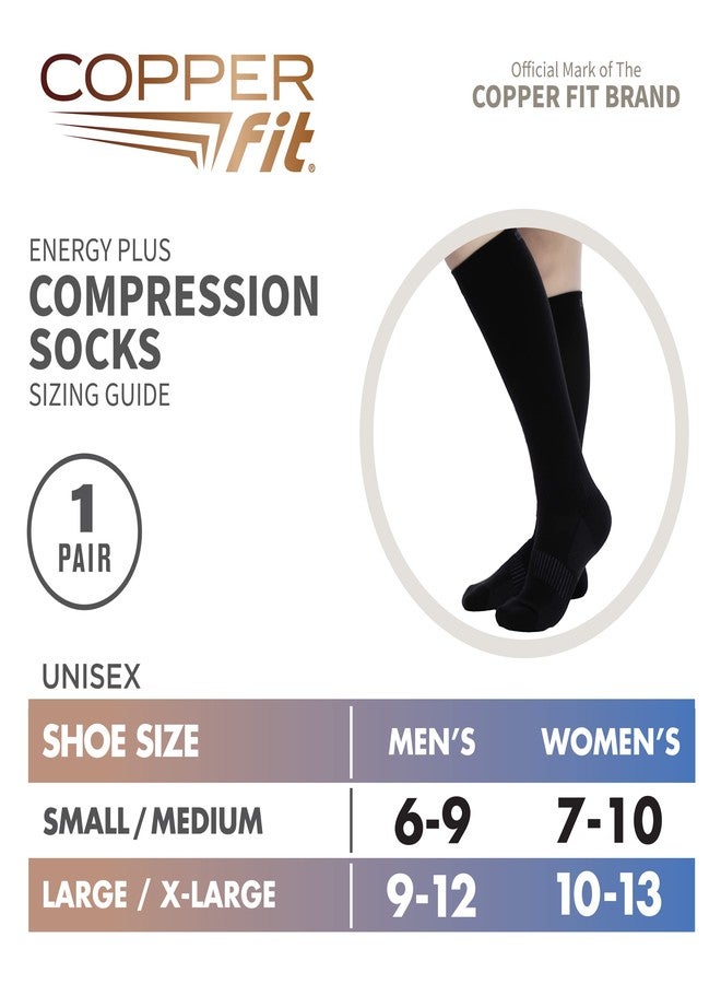Copper Fit unisex adult Moisturizing Energy Plus Easy On Easy Off Knee High Compression Socks, Black, Small-Medium US - Image 4