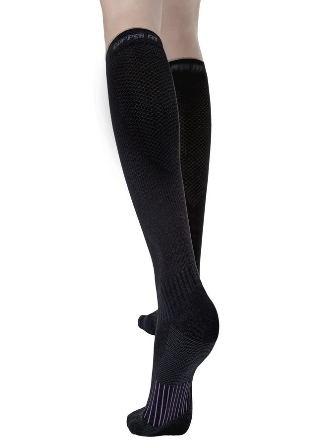 Copper Fit unisex adult Moisturizing Energy Plus Easy On Easy Off Knee High Compression Socks, Black, Small-Medium US - Image 1