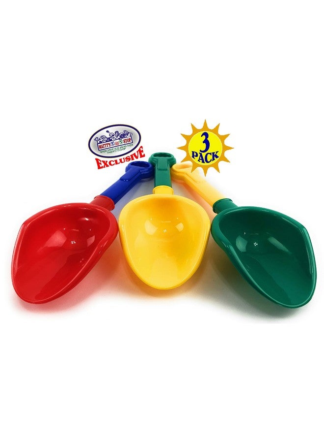Matty's Toy Stop 10.5" Kids Multi-Color Sand Scoop Plastic Shovels for Sand & Beach (Red/Blue, Yellow/Green & Green/Yellow) Complete Gift Set Bundle - 3 Pack - Image 4