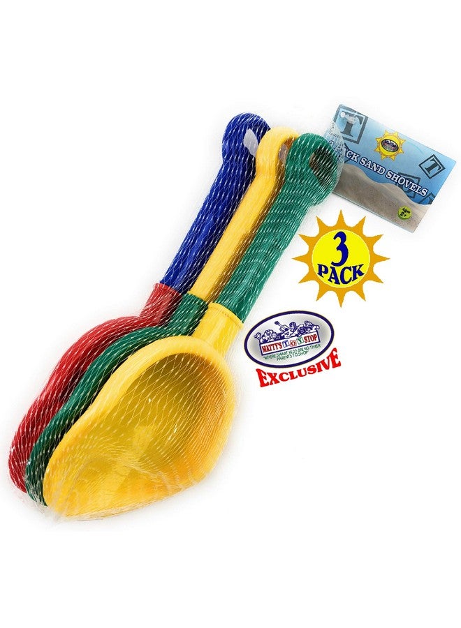 Matty's Toy Stop 10.5" Kids Multi-Color Sand Scoop Plastic Shovels for Sand & Beach (Red/Blue, Yellow/Green & Green/Yellow) Complete Gift Set Bundle - 3 Pack - Image 5