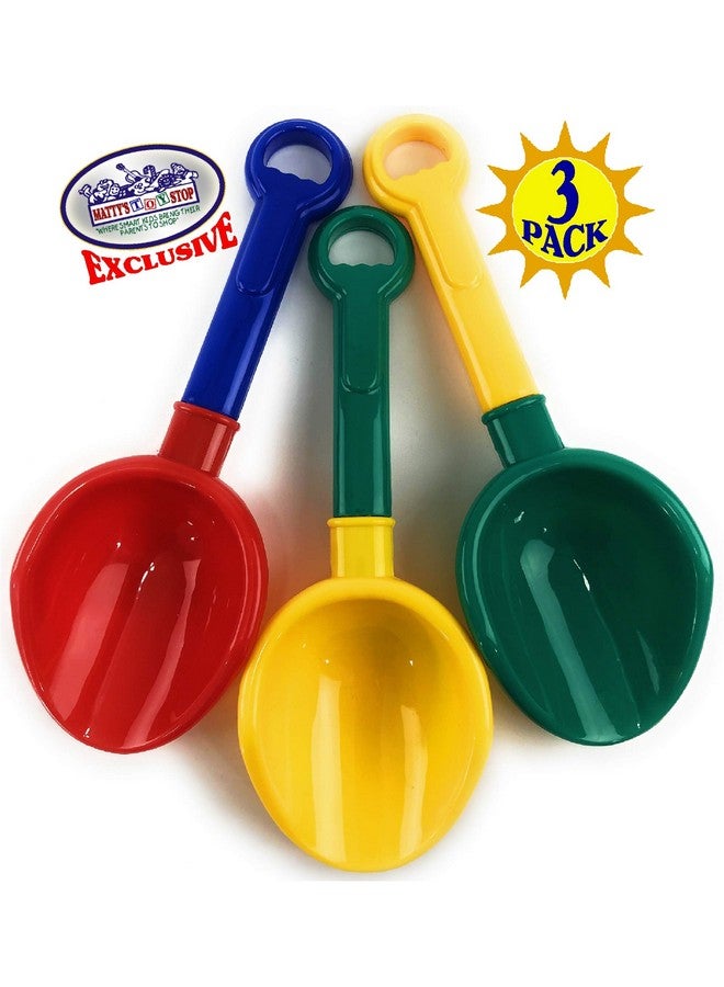 Matty's Toy Stop 10.5" Kids Multi-Color Sand Scoop Plastic Shovels for Sand & Beach (Red/Blue, Yellow/Green & Green/Yellow) Complete Gift Set Bundle - 3 Pack - Image 2