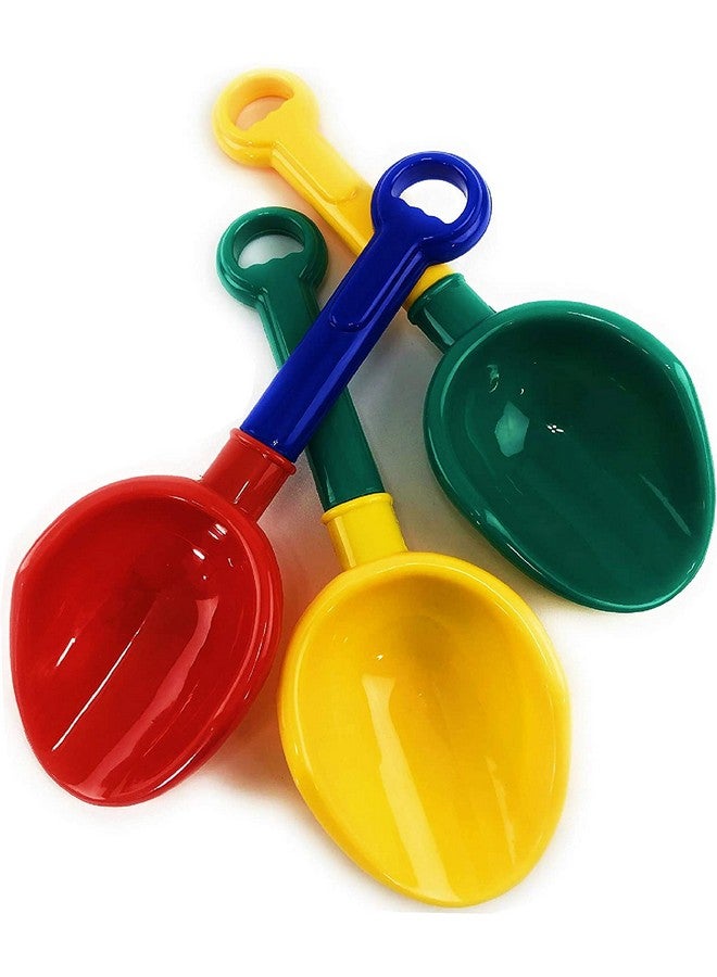 Matty's Toy Stop 10.5" Kids Multi-Color Sand Scoop Plastic Shovels for Sand & Beach (Red/Blue, Yellow/Green & Green/Yellow) Complete Gift Set Bundle - 3 Pack - Image 1