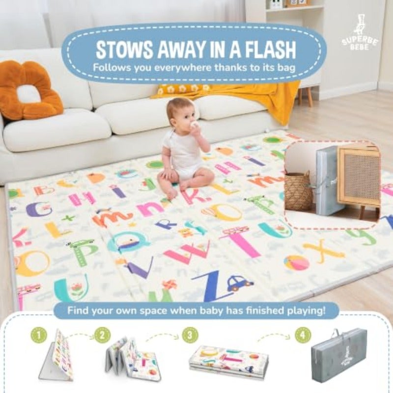 Baby Play Mat 150 180 Waterproof Non-Slip Large Reversible Playmat Crawling Mat Extra Thick Soft Baby Playmats for Playing or Camping Mat Bedroom Living Room Carpet Area Letter crawling mat - Image 3