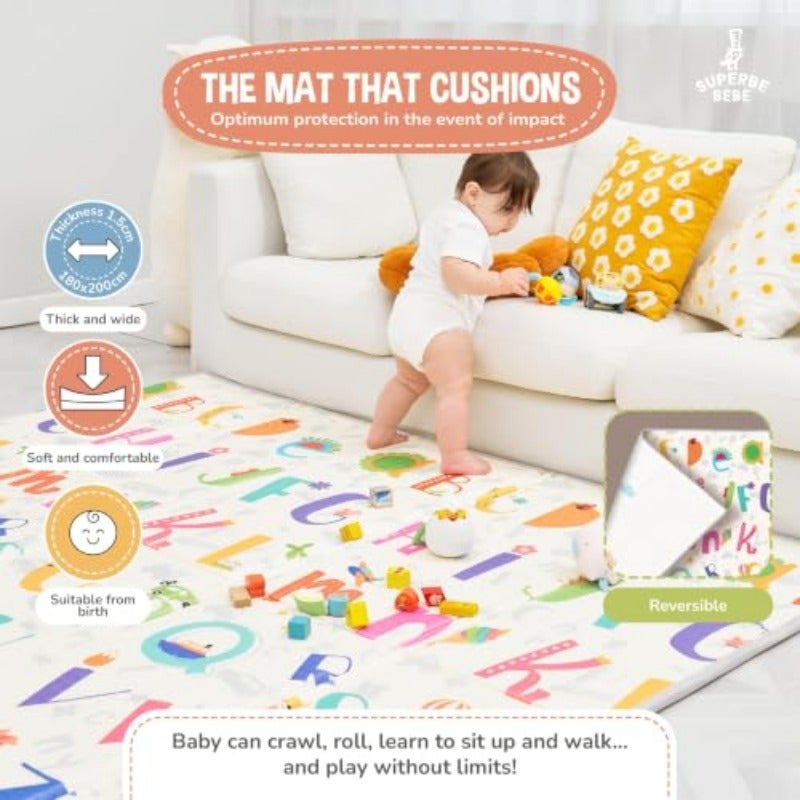 Baby Play Mat 150 180 Waterproof Non-Slip Large Reversible Playmat Crawling Mat Extra Thick Soft Baby Playmats for Playing or Camping Mat Bedroom Living Room Carpet Area Letter crawling mat - Image 2