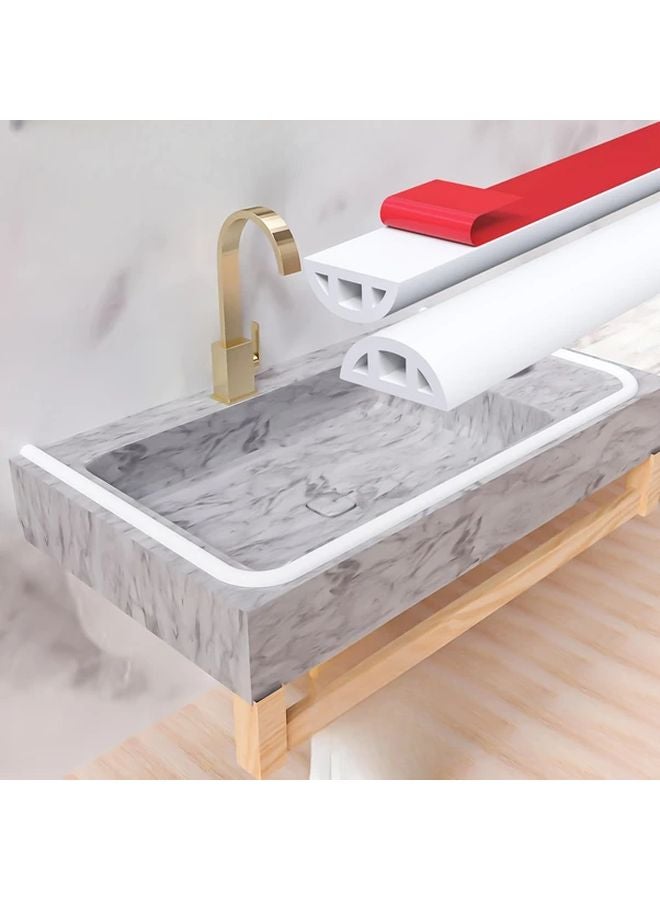 White Self Adhesive Shower Threshold Water Dam 200cm Foldable Splash Guard For Bathroom Kitchen - Image 2