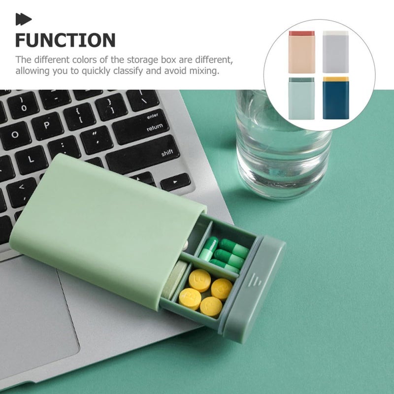 Portable Pill Organizer Box 4 Compartments Travel Medicine Case Compact Pill Box - Image 4