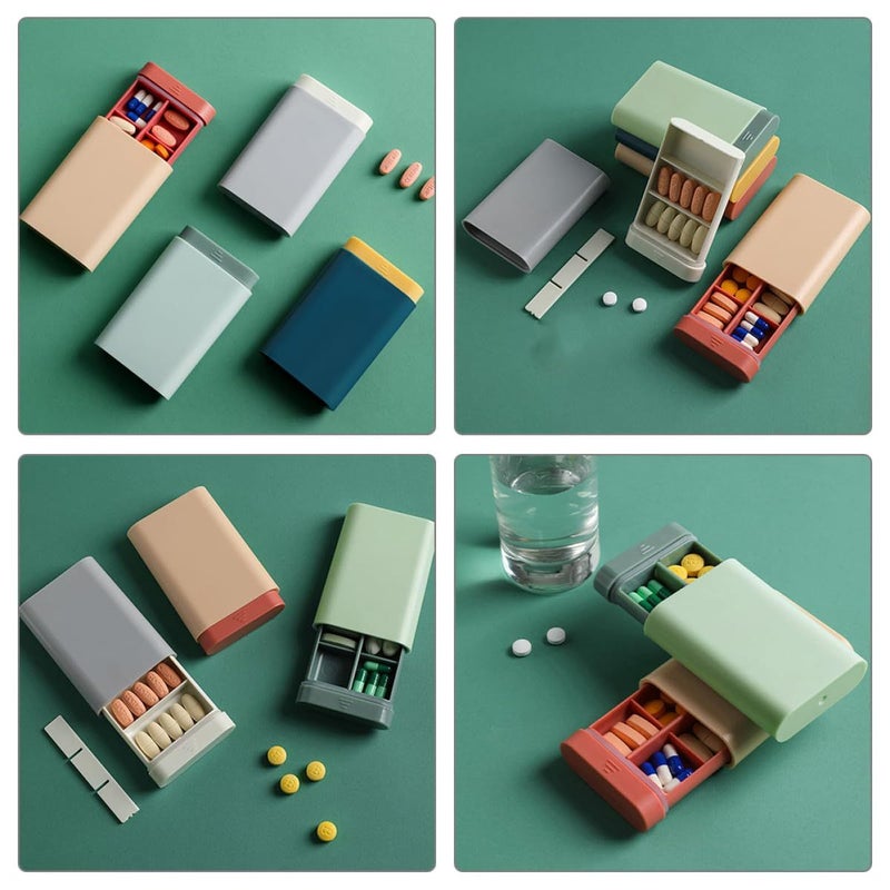 Portable Pill Organizer Box 4 Compartments Travel Medicine Case Compact Pill Box - Image 5